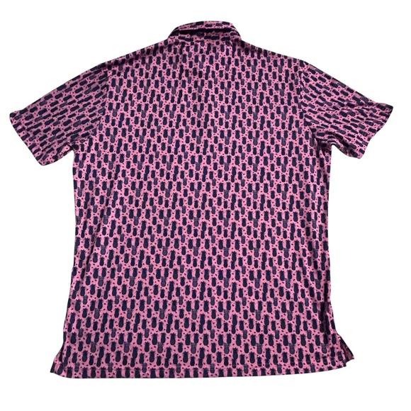 TailorByrd Men's Shirt Golf Polo Pink Navy Pineapples Performance Preppy Large - Picture 5 of 9